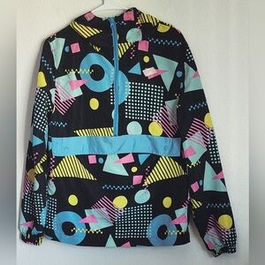 Super Massive Women's Printed Multi-colored Hooded Windbreaker Zip Front Sz S